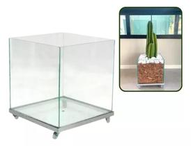 Cachepot De Vidro Vaso 30x30 C/ Suporte de Rodinhas Decoração Sala Plantas Cachepot De Vidro Vaso 30x30 C/ Suporte de Rodinhas Decoração Sala Plantas