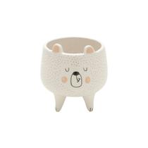 Cachepot Decor. Cerâmica Sleeping Bear Branco 8,4 x 9,5cm