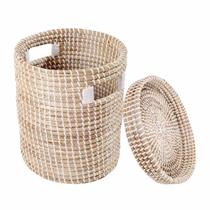 Cachepot Decorativo Com Tampa Fibra Seagrass 30X37Cm Rafimex