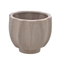 Cachepot Decorativo em Cerâmica 19cm Ondulado Areia - Espressione Cachepot Decorativo em Cerâmica 19cm Ondulado Areia - Espressione