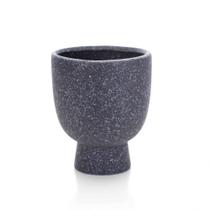 Cachepot Decorativo em Cerâmica Flocos Preto 14x11 cm - D'Rossi