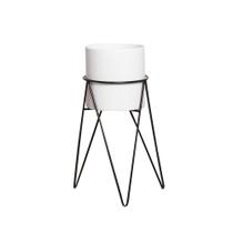 Cachepot Decorativo em Cerâmica Home com Suporte M Branco