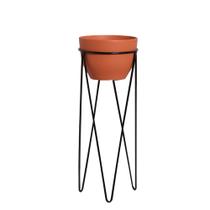 Cachepot Decorativo em Cerâmica Home Modelo Consumê com Suporte G Terracota