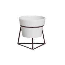 Cachepot Decorativo em Cerâmica Home Modelo Plant com Suporte G Branco