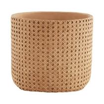 Cachepot Decorativo Em Cimento Textura De Palha Cesto Vaso Boho Chic Para Decorar