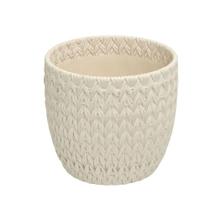 Cachepot Decorativo Tramas Creme em cimento 18cm Espressione