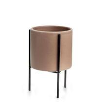 Cachepot Em Cerâmica Cinza Com Suporte 13 Cm - Mart