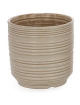 Cachepot em ceramica com listras cinza mart 16,5cm