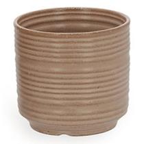 Cachepot em ceramica com listras marrom mart 11cm