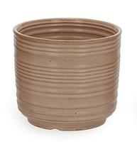 Cachepot em ceramica com listras marrom mart 13cm