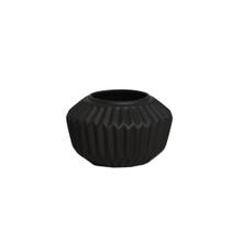 Cachepot em Cerâmica Decorativo Home Modelo Frizo Preto Fosco