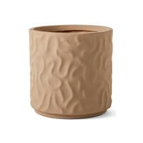 Cachepot em Cerâmica Relevo Abstrato Marrom 16,5 x 16 cm