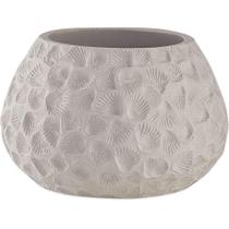 Cachepot em cimento branco trabalhado