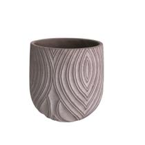 Cachepot em cimento com detalhes em branco - G - Mart Cachepot em cimento com detalhes em branco - G - Mart