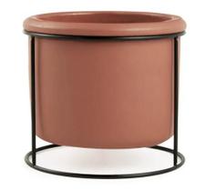 Cachepot Em Cimento Com Suporte em Metal - Mart Cachepot Em Cimento Com Suporte em Metal - Mart