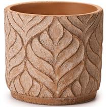 Cachepot em cimento folhas bege 16x15 cm