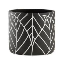 Cachepot em Cimento Folhas Preto e Branco Mart Decoração G Cachepot em Cimento Folhas Preto e Branco Mart Decoração G