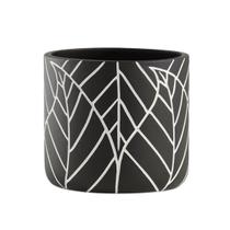 Cachepot em Cimento Folhas Preto e Branco Mart Decoração P Cachepot em Cimento Folhas Preto e Branco Mart Decoração P