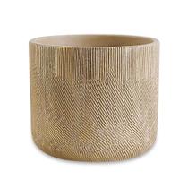 Cachepot em Cimento Nude e Dourado - 13x13