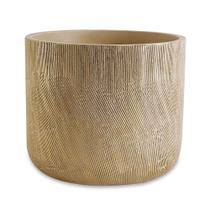 Cachepot em Cimento Nude e Dourado - 21x20cm