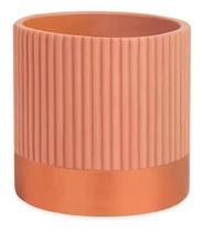 Cachepot em cimento rose detalhes metalizado mart