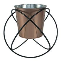 Cachepot em metal cobre e prateado 20cm x 17,5cm x 16,4cm