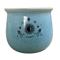 Cachepot Estrelas Azul Esmaltado Plantinhas Cerâmica Cactos Decoração