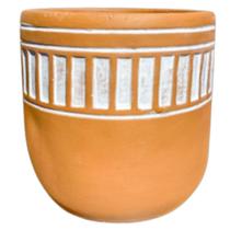 Cachepot etnico faixa branca terracota Cachepot etnico faixa branca terracota