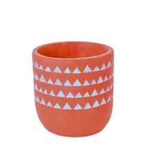 Cachepot etnico terracota com geometrico branco p