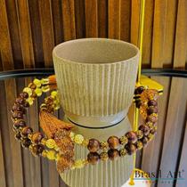 Cachepot G Grooving Amêndoa - Decoração Neutra e Aconchegante