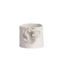 Cachepot Giverny em Porcelana Com Flores Aplicadas P