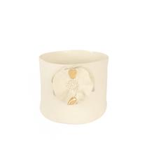 Cachepot Giverny Gold em Porcelana Com Flores Aplicadas e Ouro P Cachepot Giverny Gold em Porcelana Com Flores Aplicadas e Ouro P