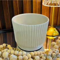 Cachepot Grooving G Off-White/Cimento - Cerâmica Escultural Orgânica Cachepot Grooving G Off-White/Cimento - Cerâmica Escultural Orgânica