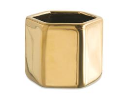 Cachepot Hexagonal Dourado Em Ceramica 6x6,5x7cm - Mart