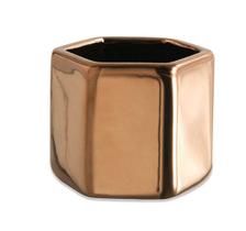 Cachepot Hexagono Cobre em Ceramica 12963 Mart