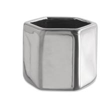 Cachepot Hexagono Prata em Ceramica 12962 Mart Cachepot Hexagono Prata em Ceramica 12962 Mart