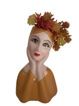 Cachepot Moça De Cerâmica Bege