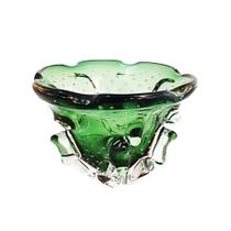 Cachepot Murano Verde e Ambar São Marcos 18x22x22cm Cachepot Murano Verde e Ambar São Marcos 18x22x22cm