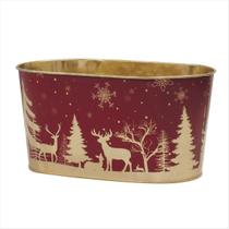 Cachepot Natalino Rena Vermelho Dourado Luxuoso 22,5X11,5CM Cachepot Natalino Rena Vermelho Dourado Luxuoso 22,5X11,5CM