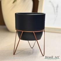 Cachepot P Black Com Suporte Rose Cerâmica Fosca Elegante Cachepot P Black Com Suporte Rose Cerâmica Fosca Elegante