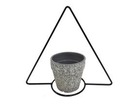 Cachepot Pendente De Ceramica Granilite Com Suporte De Metal