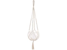 Cachepot Pendente Em Vidro e Macrame Branco 80x20 cm M02 - D'Rossi