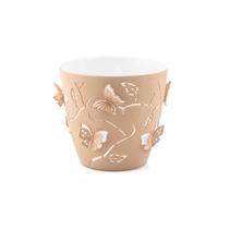 Cachepot Plantas E Flores Borboleta 3d 1,4 Litros Plasvale Marrom
