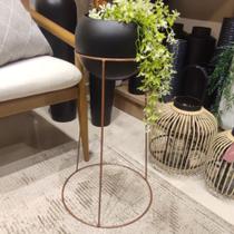Cachepot Preto Com Suporte de Ferro Cobre (P)