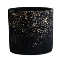 Cachepot Preto e Dourado Redondo em Cimento 19 cm Mart Cachepot Preto e Dourado Redondo em Cimento 19 cm Mart