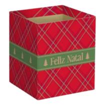 Cachepot Quadrado Feliz Natal 11cm Vermelho/verde