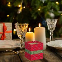 Cachepot Quadrado Feliz Natal 11cm Vermelho/verde - Vermelho - Lisa