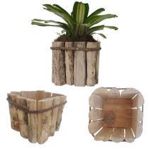 Cachepot Quadrado Rustico Madeira de Cafe Para Flores Tam. G