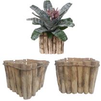 Cachepot Quadrado Rustico Madeira de Cafe Para Flores Tam.GG