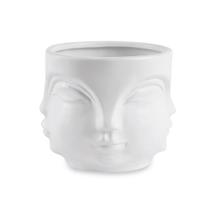 Cachepot "Rosto" Branco Em Ceramica 14,5x17 cm M02 - D'Rossi